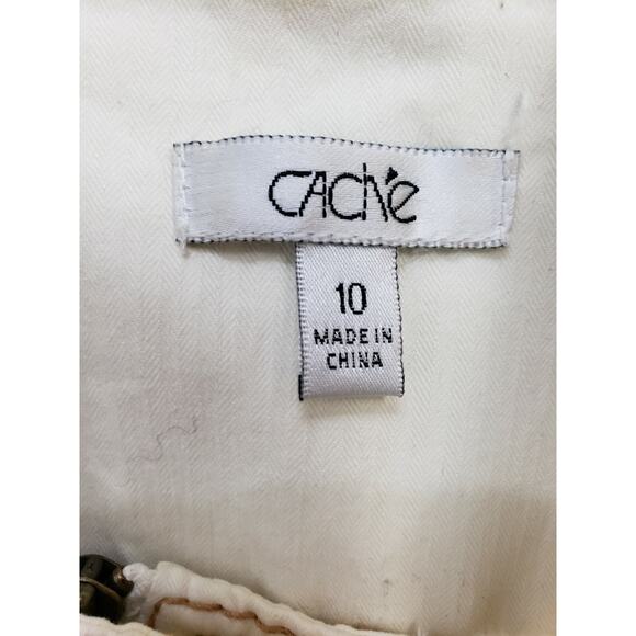Cache Crochet Peek-A-Boo Stretch Jacket Top New Ivory Cotton Spandex $178 Sz 10 - Picture 4 of 6